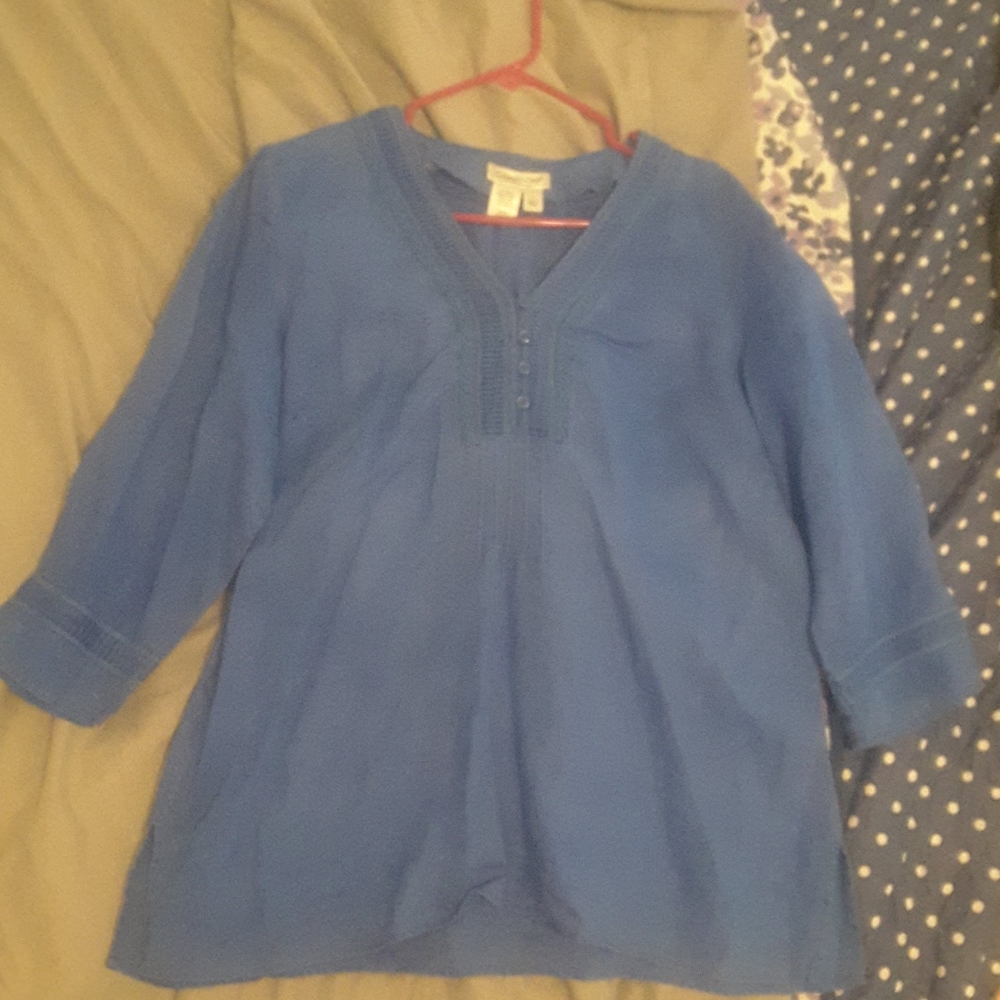Women's coldwater Creek 3/4 Sleeve Size Large blue